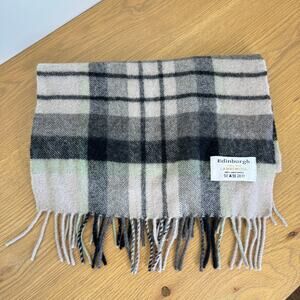 Edinburgh green plaid fringe lambswool cozy scarf